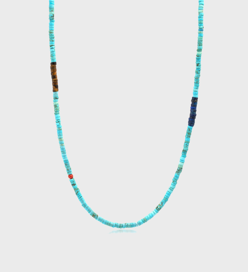 Soulgem® Natural Turquoise, Tiger Eye, and Blue Lapis Healing Crystal Necklace